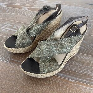 Stuart Weitzman Wrinkle Raff Wedge Sandal | 9.5